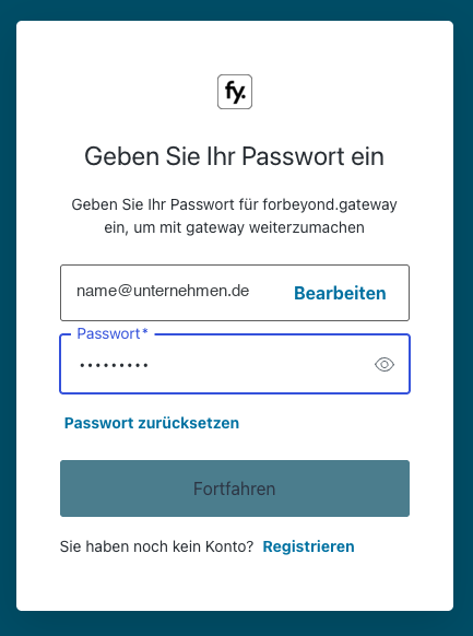 Passwortabfrage mit ausgefülltem Passwortfeld