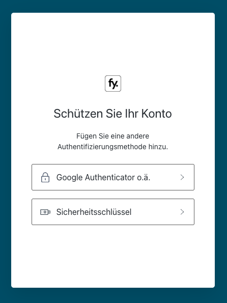 Auswahl der Methode für die Zwei-Faktor-Authentifizierung