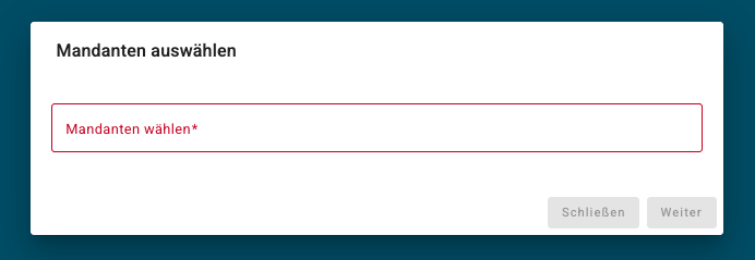 Dialog zur Auswahl des Mandanten